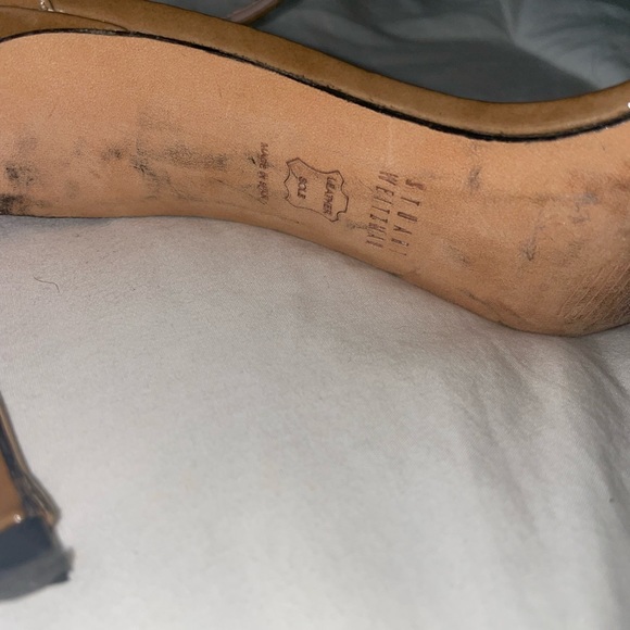 Stuart Weitzman nudistsong patent leather heels in tan, size 40/9 - Picture 8 of 14